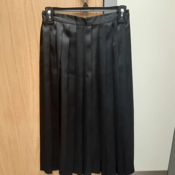 Vintage Via Sant Andrea Black Pleated High Waist Midi Skirt Size 10 - Picture 4 of 9